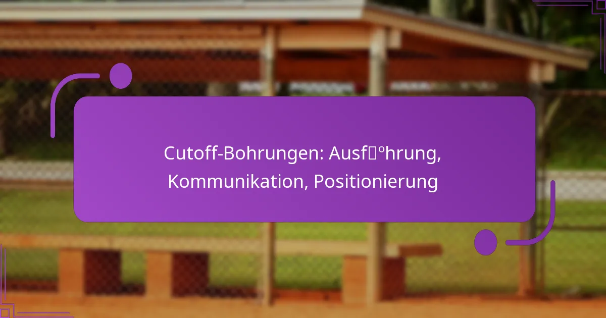 Cutoff-Bohrungen: Ausführung, Kommunikation, Positionierung