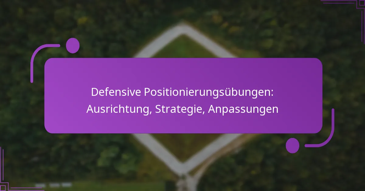 Defensive Positionierungsübungen: Ausrichtung, Strategie, Anpassungen