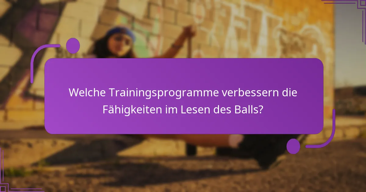 Welche Trainingsprogramme verbessern die Fähigkeiten im Lesen des Balls?